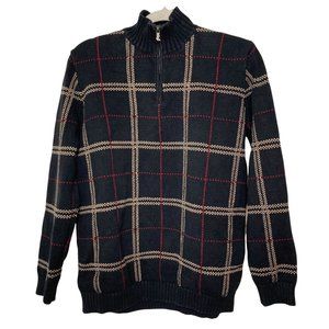 Lauren Ralph Lauren Black Plaid Knit Long Sleeve Pullover Sweater L